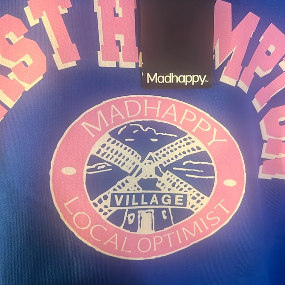 MadHappy East Hamptons Fleece Exclusive Popup Hoodie Unisex Small Blue